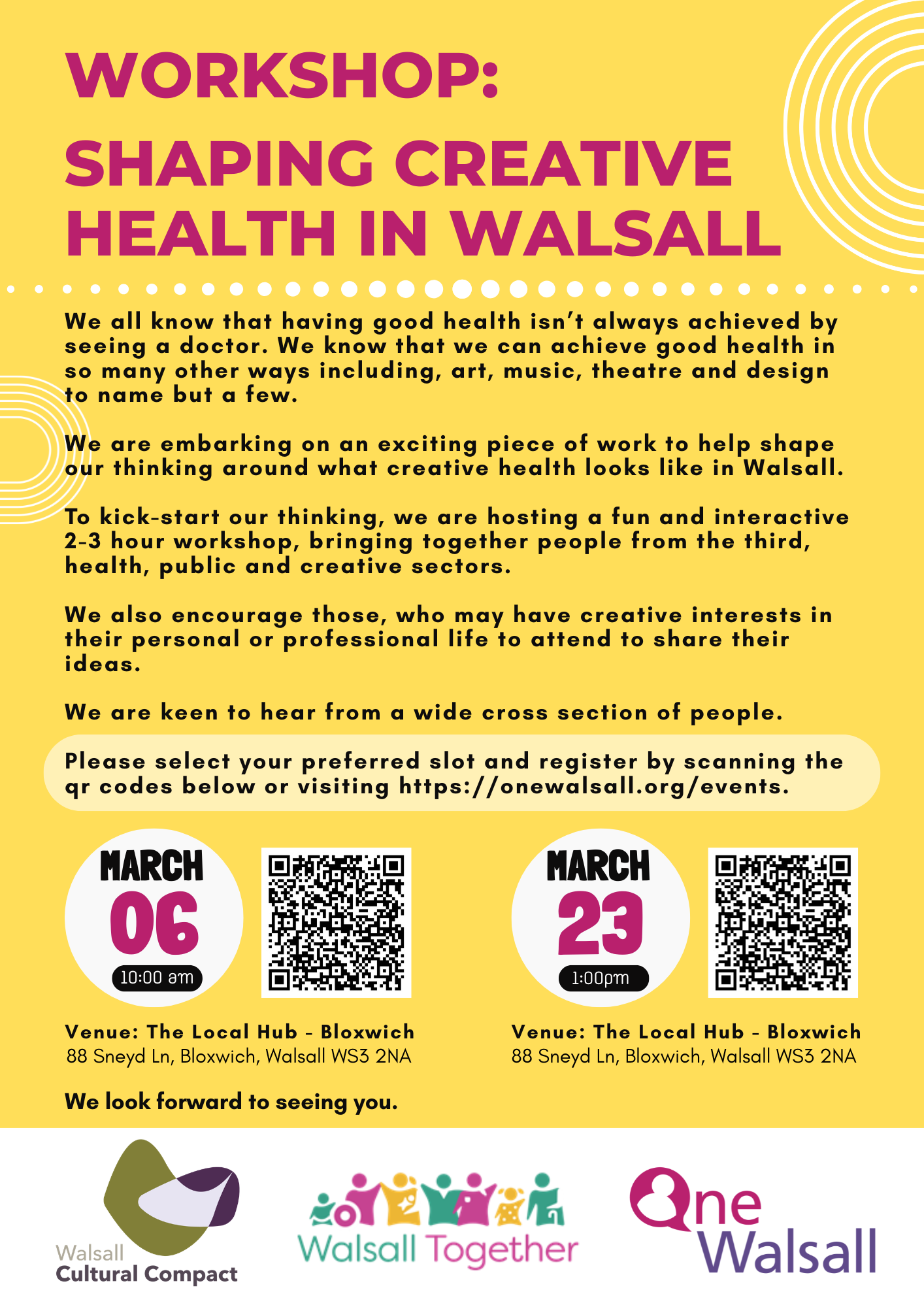 Workshop: Shaping Creative Health in Walsall (6 March 2026)